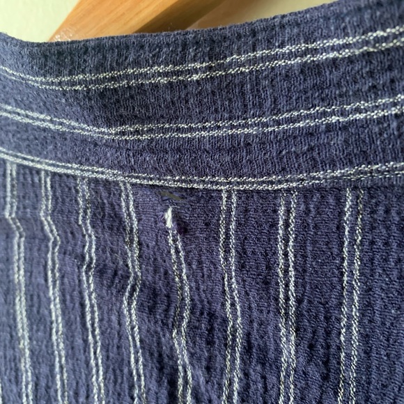 Vintage Blue & White Striped Cotton Button-Up - Picture 5 of 6